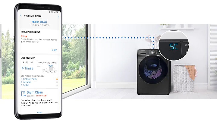 SAMSUNG เครื่องซักผ้าฝาหน้า WF17N7510KV/ST พร้อมด้วย Add Wash™ 17 กก สีดำ (ชลบุรี ส่งฟรี)