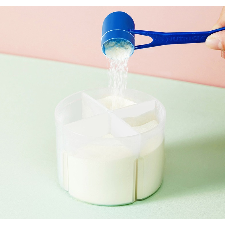 กล่องนมผงพกพา สี่ช่อง หมุนได้ กล่องเก็บอาหารเสริม