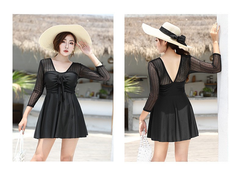 ชุดว่ายน้ำคนอ้วน 7xl พร้อมส่ง:ชุดว่ายน้ำไซส์ใหญ่ วันพีชสีดำแขนยาวแต่งผ้าโปร่งลายทางและโบว์ด้านหน้า มาพร้อมกางเกงขาสั้น แบบสวย sexyมากๆจ้า : ขนาด- รอบอก 42 - 52 นิ้ว - เอว 40 - 52 นิ้ว- สะโพก 44 - 56 นิ้ว