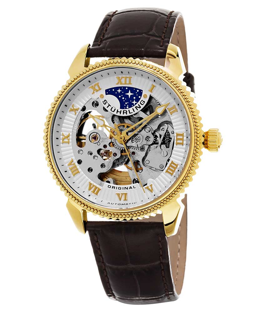 Stuhrling Original 835.03 นาฬิกาผู้ชาย Stuhrling Original รุ่น 835.03, Special Reserve Automatic Skeleton Leather Men's Watch