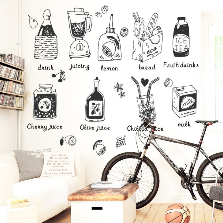 สติ๊กเกอร์ตกแต่งผนัง ขนาด 50x70 ซม. เนื้อ PVC มีกาวในตัว ไม่ทำลายผนัง เซต 4/4