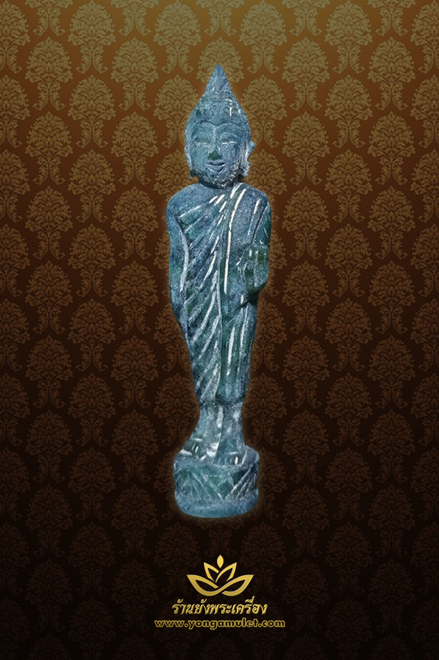 พระหินเขียวแม่น้ำโขง วัดท่าขนุน ขนาด ๕ ซ.ม.