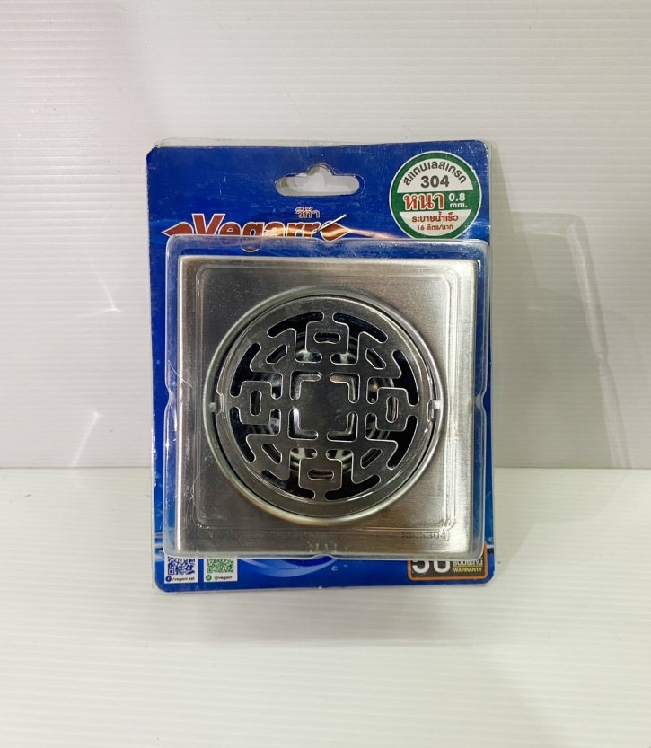 Vegarr ตะแกรงรังผึ้ง ทรงเหลี่ยม ตะแกรงกันกลิ่น สแตนเลส 304 ผิวด้าน (2"-3") รุ่น VFD3771