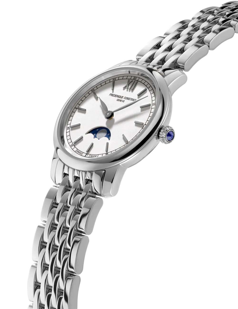 Frederique Constant FC-206SW1S6B นาฬิกาผู้หญิง Classics Moonphase Slimline Quartz Women's Watch