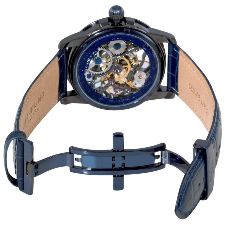 Stuhrling Original 228.33L5C3 นาฬิกาผู้ชาย Stuhrling Original รุ่น 228.33L5C3, Symphony Saturnalia Brumalia Mechanical Skeleton Blue Men's Watch