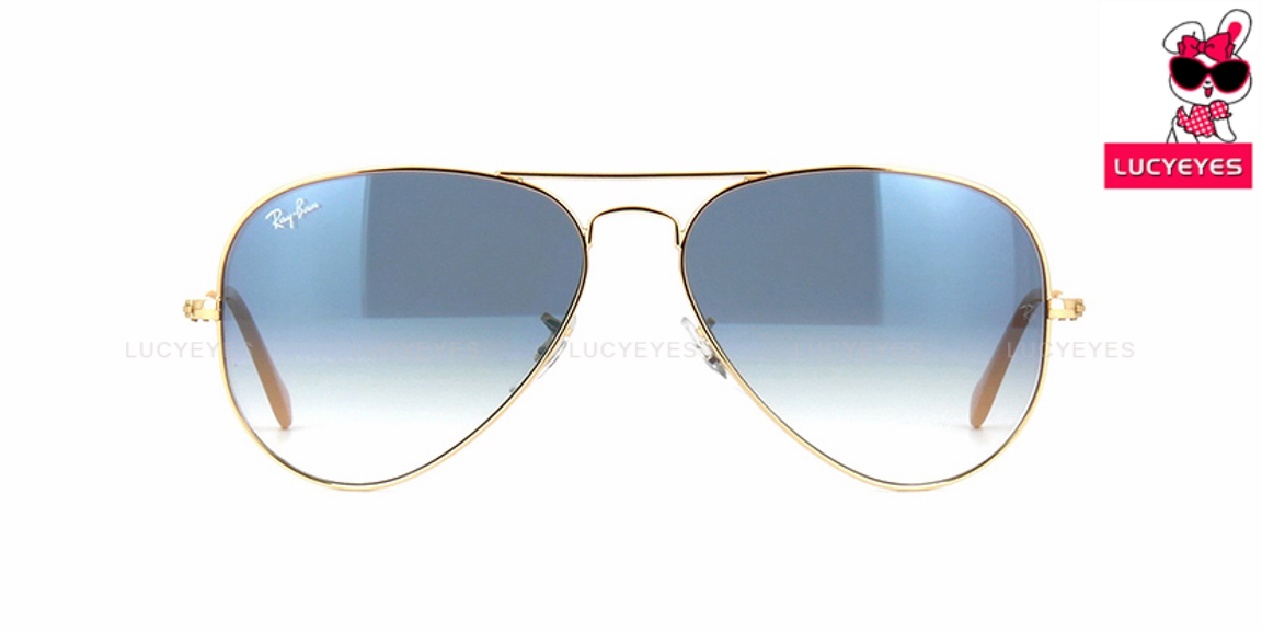 RAYBAN RB3025 001/3F AVIATOR Size 58,62 กรอบทอง เลนส์ฟ้าไล่สี 2