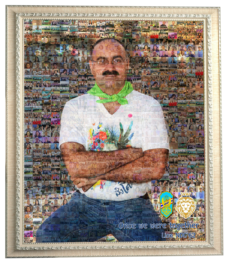 ของขวัญวันเกษียณ Mosaic Photo ขนาด 20x24 นิ้ว + กรอบไม้เส้น 2004-6D เคลือบร้อน