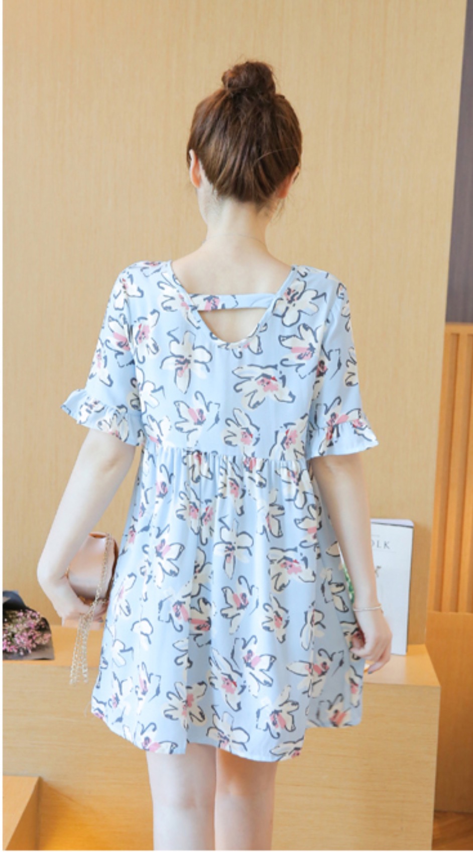 ชุดคลุมท้อง ลายดอกไม้หวานๆ S,M,L,XL