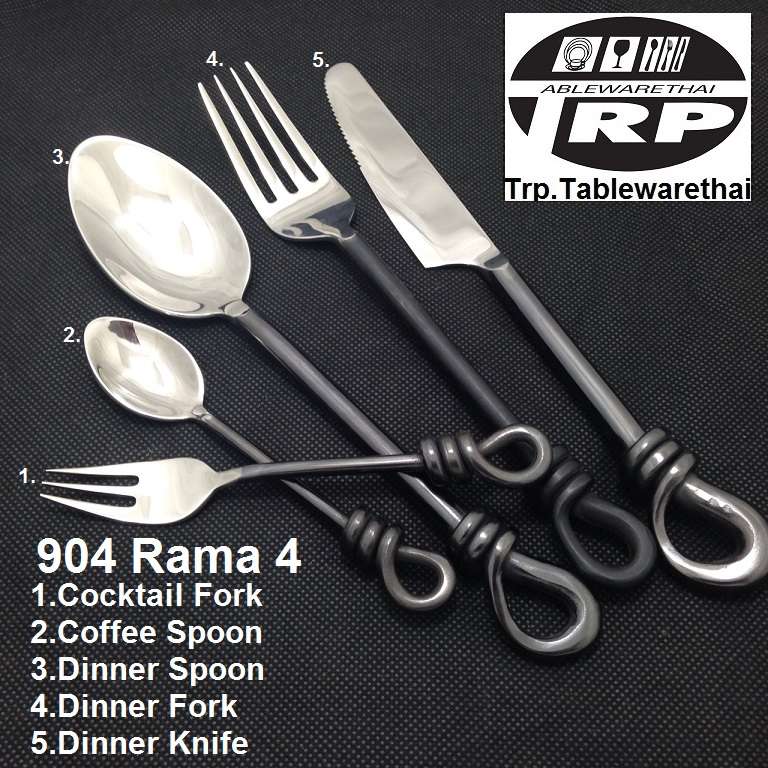 Cutlery Factory Manufacturer Of Stainless Steel Flatware Dinnerware Kitchen Knives Utensils Quality Product Made In Thai Land 904 Rama 4 Cocktail Fork Coffee / Tea Spoon Dinner Spoon Dinner Fork Dinner Knife Handmade Rust-Proof Stainless Steel 304