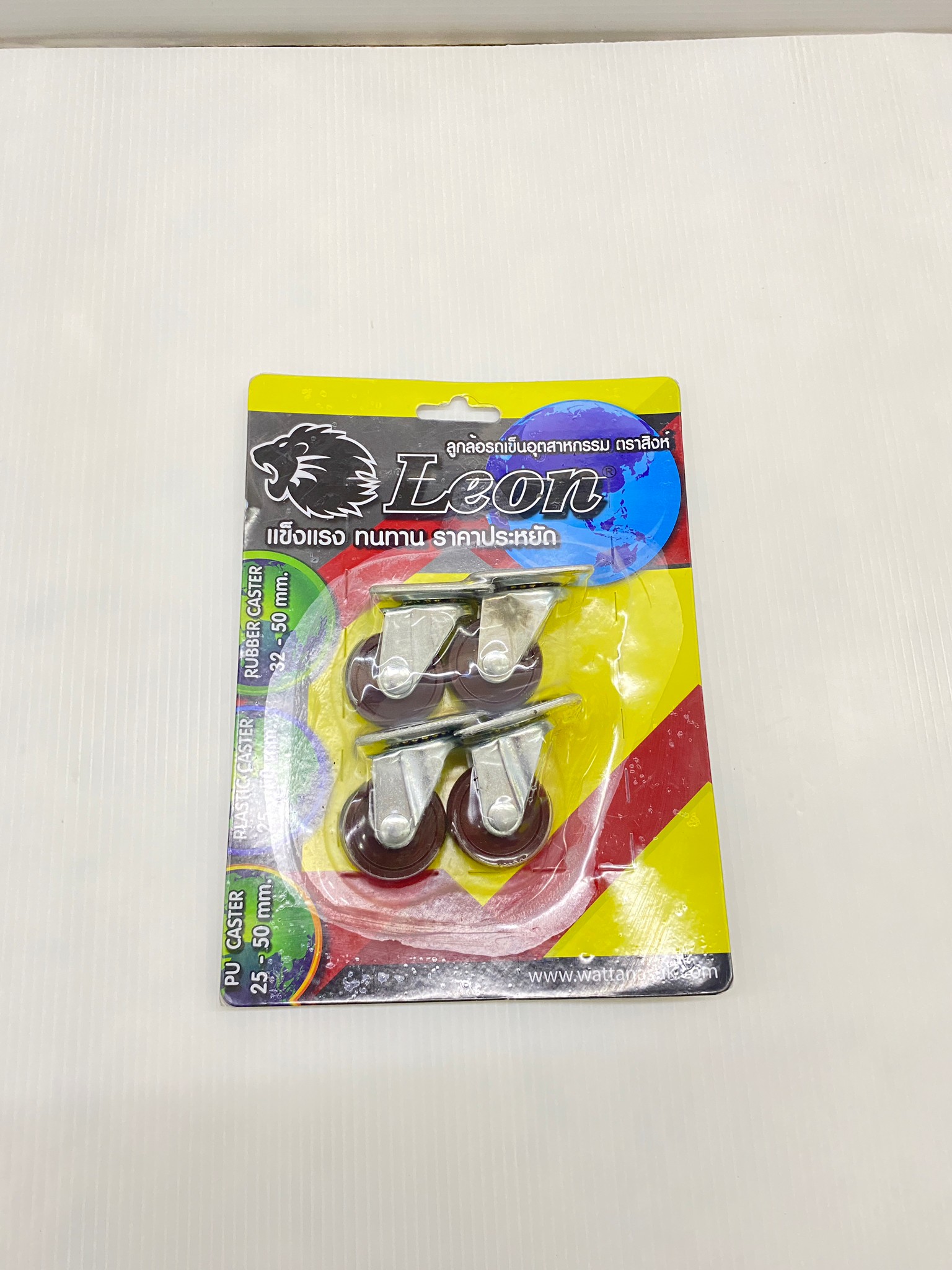 LEON ล้อพลาสติกโพลียูรีเทน แป้นหมุน 32 mm. (แบบแพ็ค 4 ชิ้น) #JLP3002