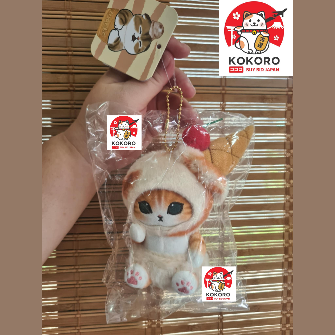 [PRE-ORDER] พวงกุญแจ ตุ๊กตา แมวโมฟุ ไอติม คาราเมล mofusand Ice Nyan Mascot (Caramel)