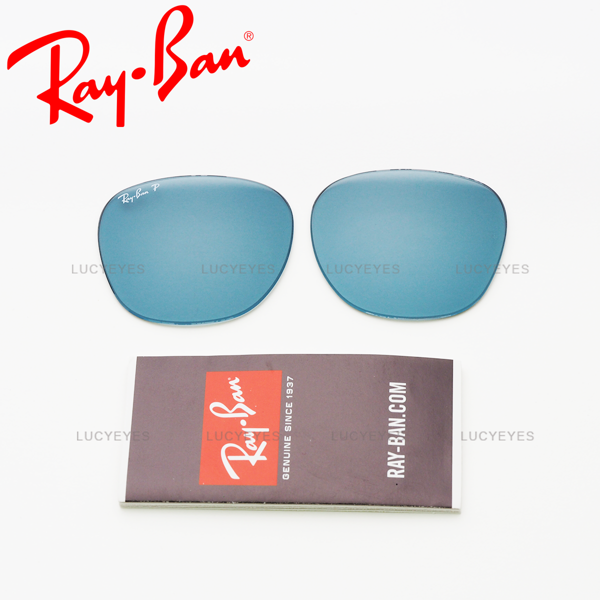 เลนส์ RAYBAN แท้ 100% RB3016, CLUBMASTER เลนส์สีฟ้าอ่อน Polarized