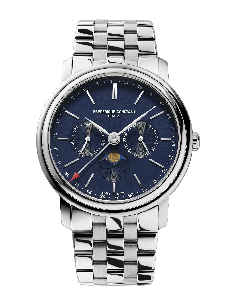Frederique Constant FC-270N4P6B นาฬิกาผู้ชาย Moonphase Classics Index Business Timer Men's Watch