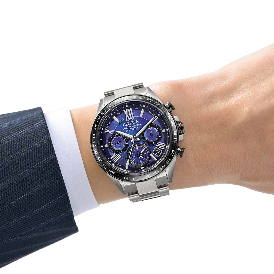Citizen CC4075-50L นาฬิกาผู้ชาย ATTESA Satellite Wave GPS Unite with Blue Super Titanium Men's Watch