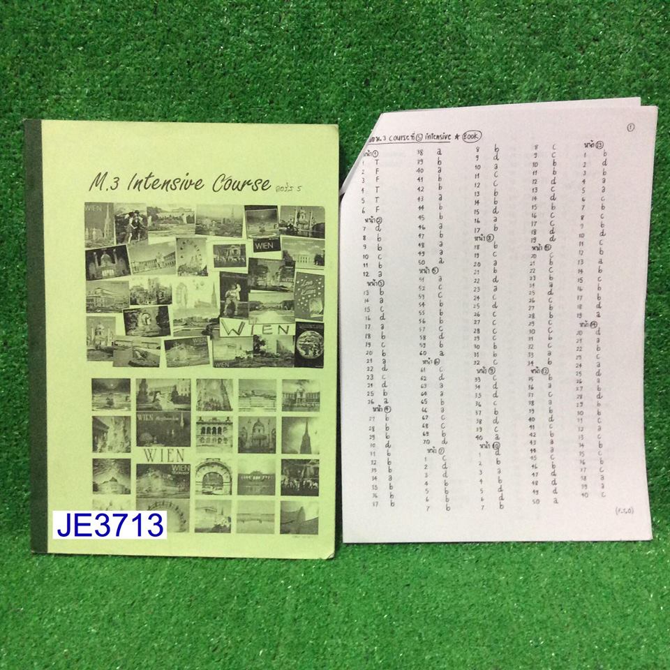 JE3713 [พี่ถ้วย บ้านคำนวณ] ภาษาอังกฤษม.3 Intensive Course คอร์ส5 แบบฝึกหัดเยอะ มีทำไปบ้างแต่น้อยมาก แบบฝึกหัดว่างเยอะแต่มีชีทเฉลยให้ ขาย 650฿