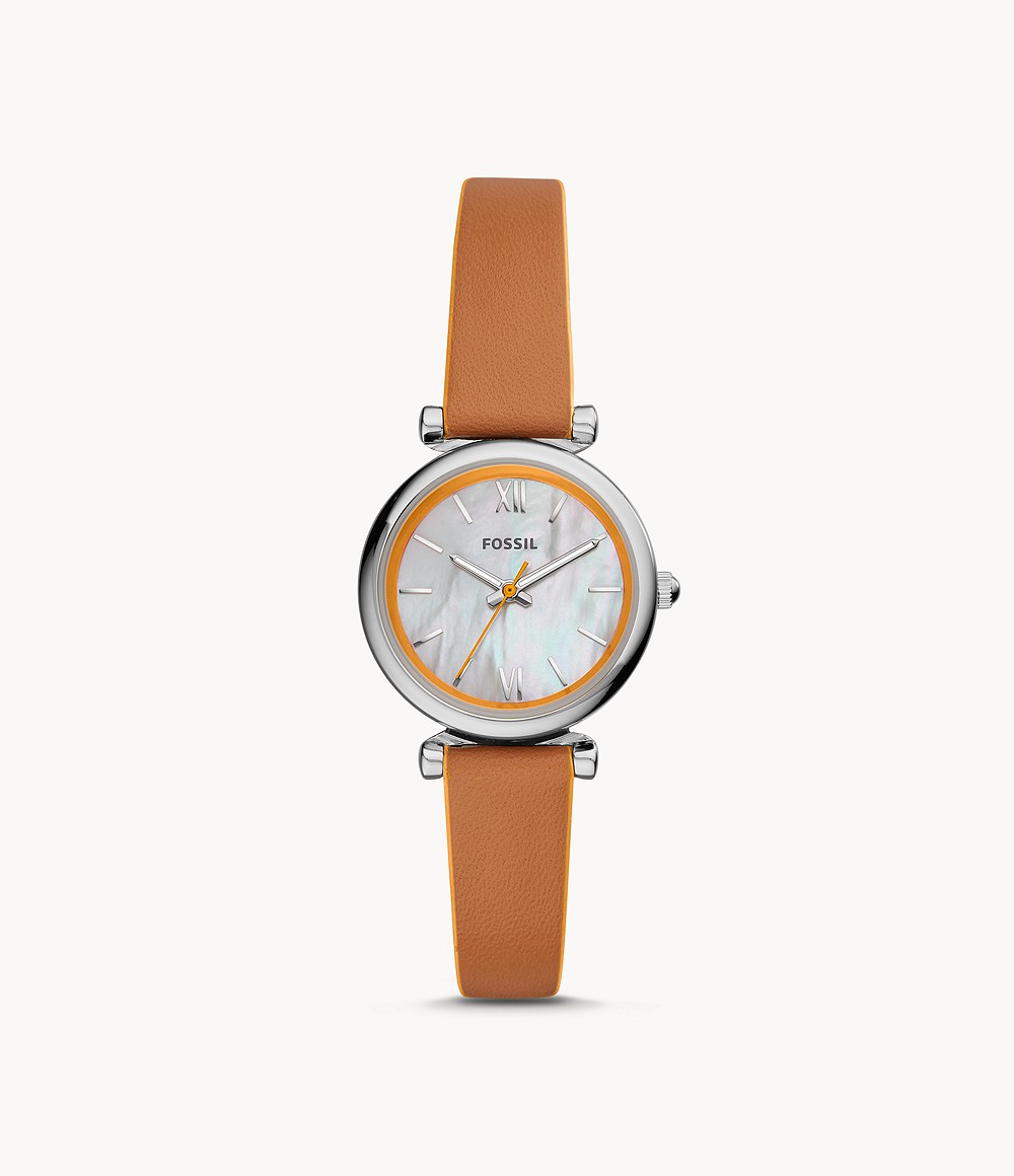 Fossil ES4835 นาฬิกาผู้หญิง Carlie Mini Three-Hand Brown Leather Women's Watch