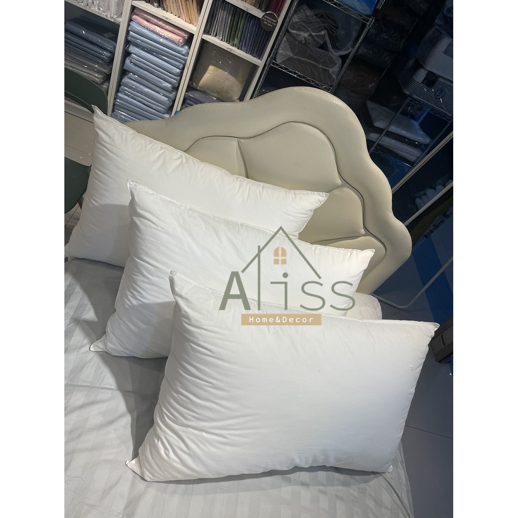 หมอนขนห่านเทียม โรงแรม 5 ดาว จากโรงงาน หมอนหนุนเส้นใยไมโครไฟเบอร์ รุ่นมาตรฐาน 1,000 กรัม ขนาด 19”x29” สีขาว