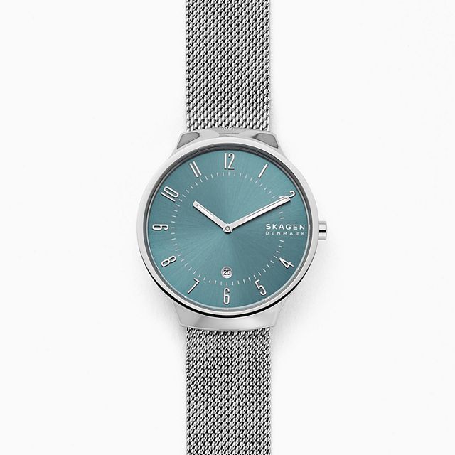 Skagen SKW6521 นาฬิกาผู้ชาย Grenen Slim Silver-Tone Steel-Mesh Quartz Men's Watch