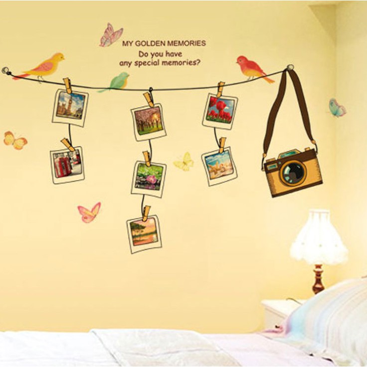 สติ๊กเกอร์ตกแต่งผนัง ขนาด 60x90 ซม. เนื้อ PVC มีกาวในตัว ไม่ทำลายผนัง เซต 1/3