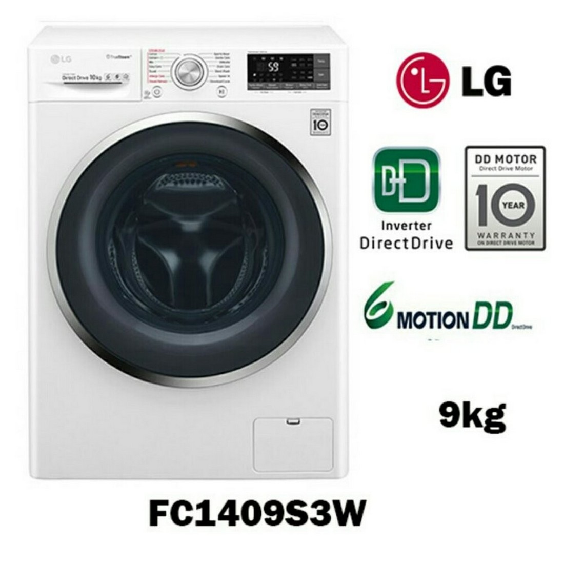 [ผ่อน0%] LG เครื่องซักผ้า ฝาหน้า FC1410S2W 10KG 1400RPM อินเวอร์เตอร์ (ชลบุรีส่งฟรี)