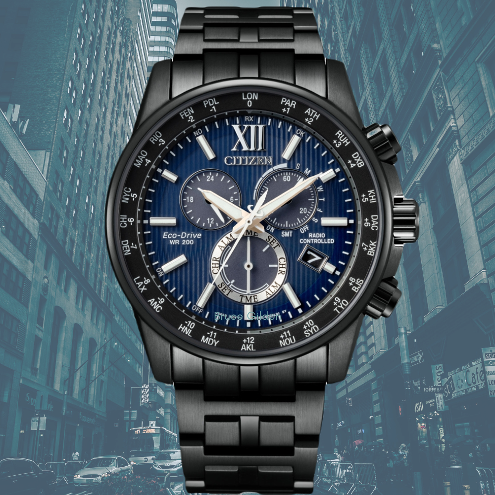 Citizen CB5885-85L นาฬิกาผู้ชาย Eco-Drive Perpetual World Time Chronograph GMT Men's Watch