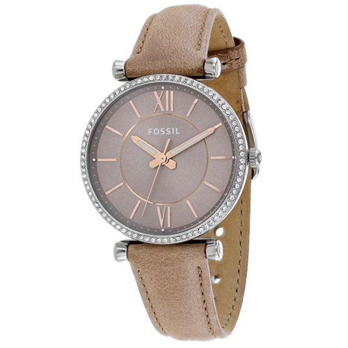 Fossil ES4343 นาฬิกาผู้หญิง Fossil รุ่น ES4343, Carlie Three-Hand Sand Leather Women's Watch