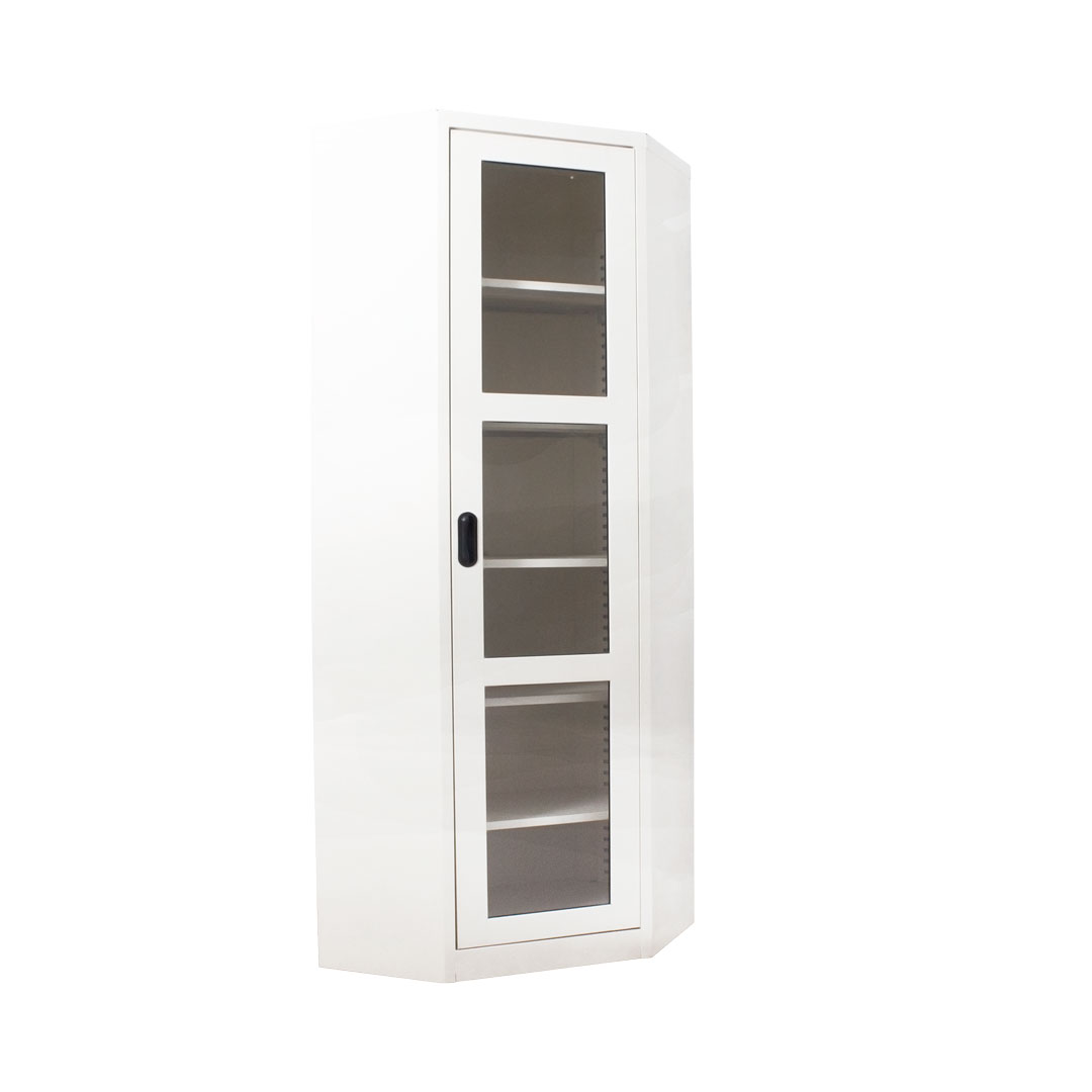 ตู้หนังสือเข้ามุม บานเปิดกระจกkiosk