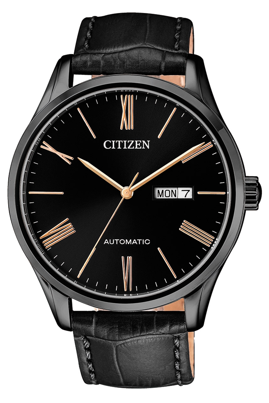 Ciizen NH8365-19F นาฬิกาผู้ชาย Mechanical Automatic Day & Date Leather Strap Men's Watch