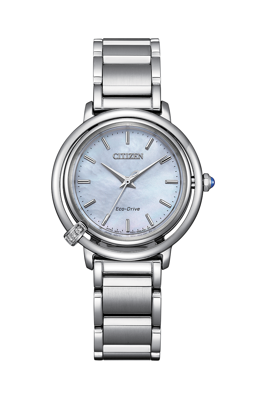 Citizen EM1090-60D นาฬิกาผู้หญิง Eco-Drive Diamond 3 Pcs Women's Watch + Black Apple Leather Strap