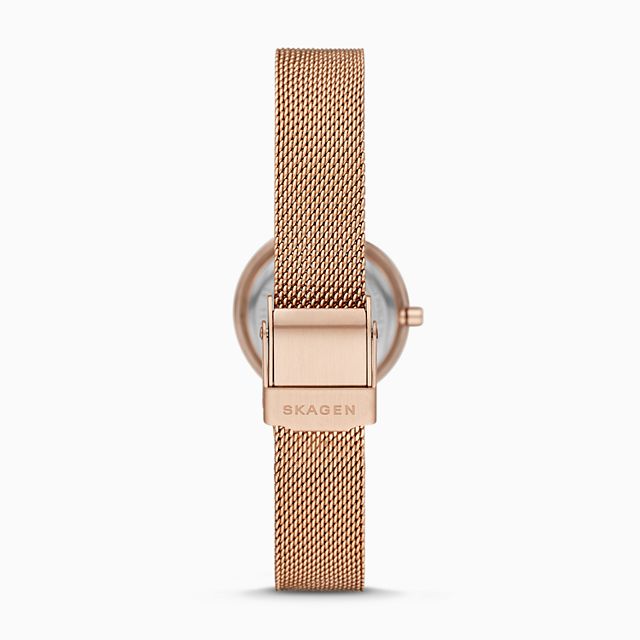 Skagen SKW2799 นาฬิกาผู้หญิง Leonora Rose Gold-Tone Steel-Mesh Quartz Women's Watch