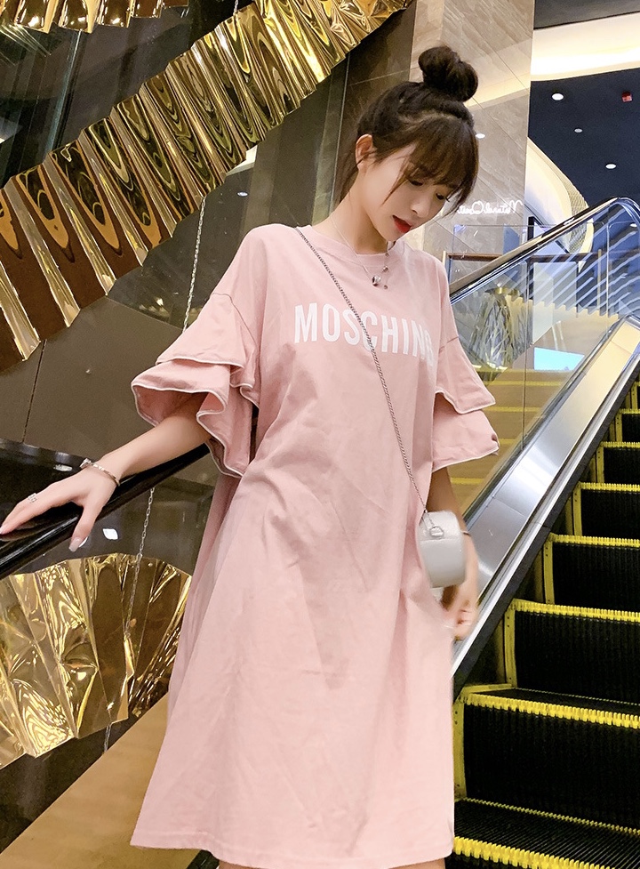 ชุดคลุมท้องแฟชั่นเกาหลี แขนระบาย 2 ชั้น ผ้าเนื้อนิ่ม ทรงน่ารักมากค่ะ M L XL XXL