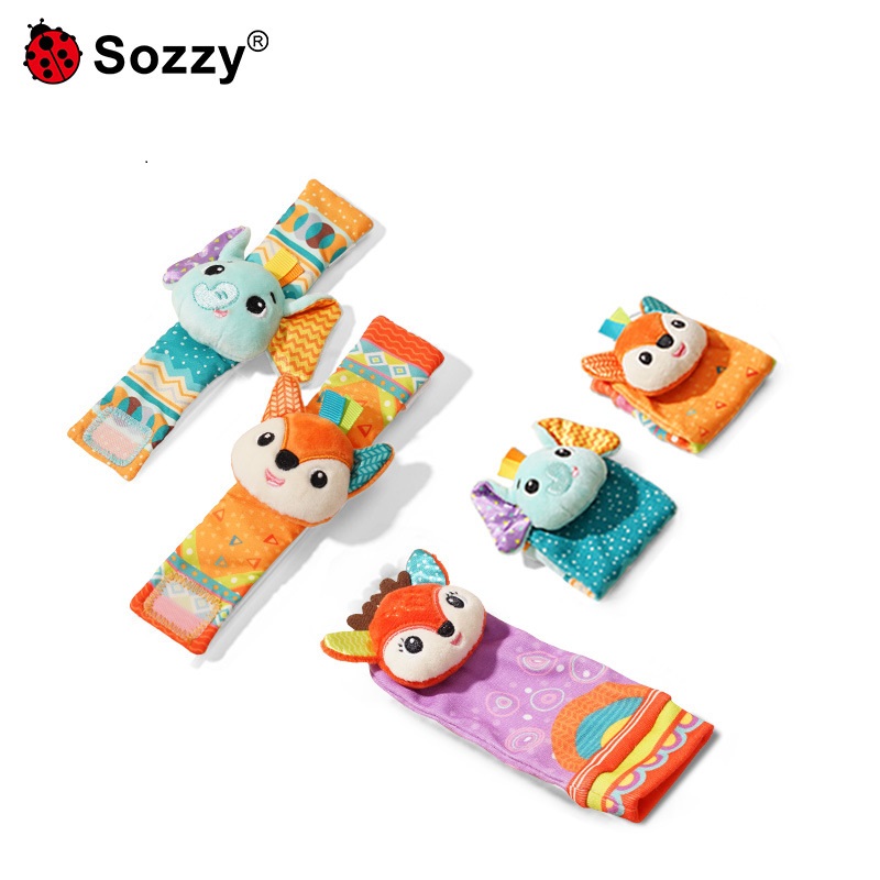 พรีออเดอร์ (Pre-order) Sozzy003 สายรัดข้อมือ+ถุงเท้า ลายสัตวฺน่ารัก ชุด4 ชิ้น