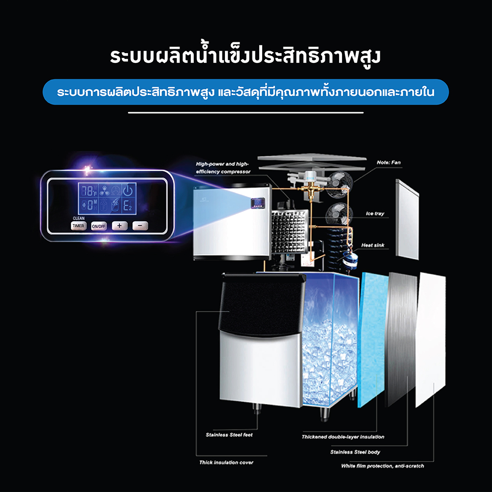 Rabbit ice เครื่องผลิตน้ำแข็งขนาดใหญ่ รุ่น HZB-300 สำหรับร้านกาแฟ ร้านอาหาร ร้านอาหารบุฟเฟ่ต์