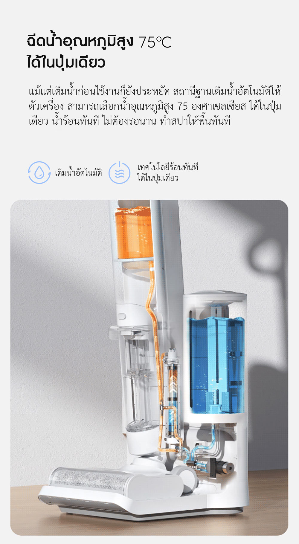 Xiaomi High Temperature Wireless Floor Scrubber - ไม้ขัดพื้นแบบร้อนไร้สายเสี่ยวหมี่ (แถมหัวแปลง)