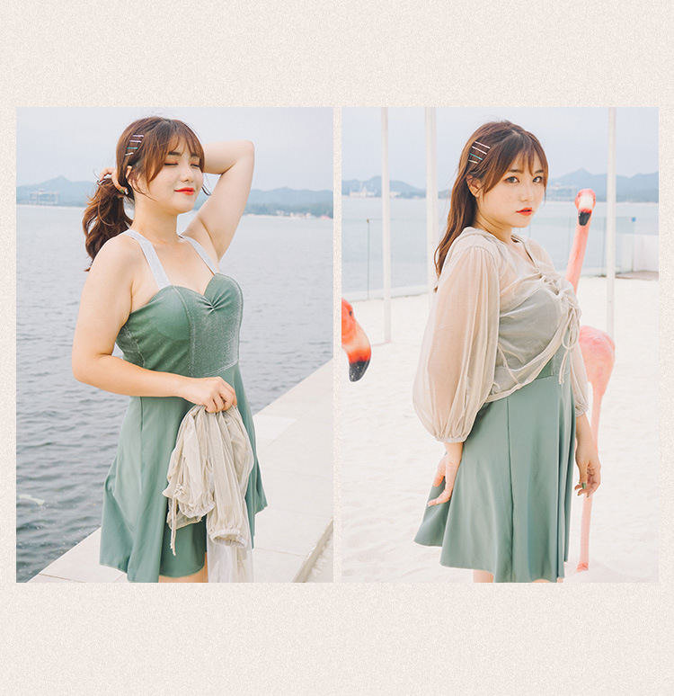 ชุดว่ายน้ำคนอ้วน 5xl พร้อมส่ง :ชุดว่ายน้ำไซส์ใหญ่ชุดเที่ยวทะเลสีเขียวสายไขว้ด้านหลังมาพร้อมเสื้อคลุม มีกางเกงขาสั้นใส่ด้านในแบบสวยน่ารักมากๆจ้า :รอบอก38-48นิ้ว เอว34-44นิ้ว สะโพก42-52นิ้ว เสื้อคลุมรอบอกกว้าง 48นิ้ว