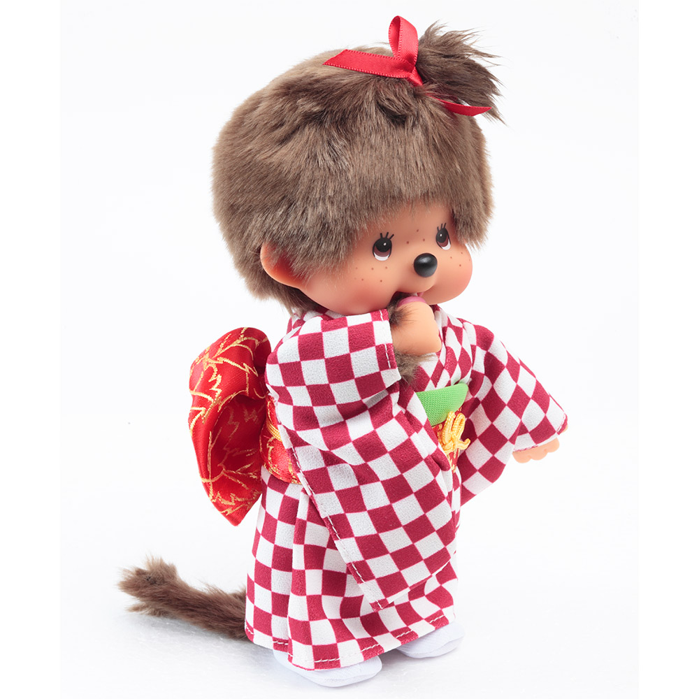 [PRE-ORDER] ตุ๊กตา ม่อนชิชิ กิโมโน สีแดง Size S ม่อนชิชิจัง Monchhichi 14 x 8 x 21 cm นำเข้าจากญี่ปุ่น オリジナル お着物モンチッチ 女の子 市松（赤）IPM-13-Z