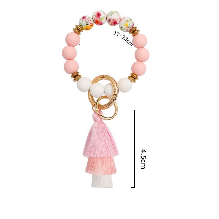 รุ่น K68547 สร้อยข้อมือลูกปัดซิลิโคน พวงกุญแจลูกปัดซิลิโคนคล้องมือ