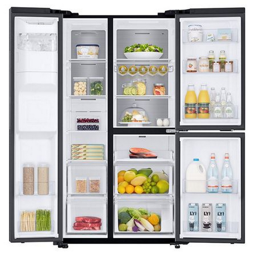 ตู้เย็นไซด์บายไซด์ SAMSUNG 22.1Q สีดำ มีระบบกดน้ำ รุ่น RS65R5691B4/ST