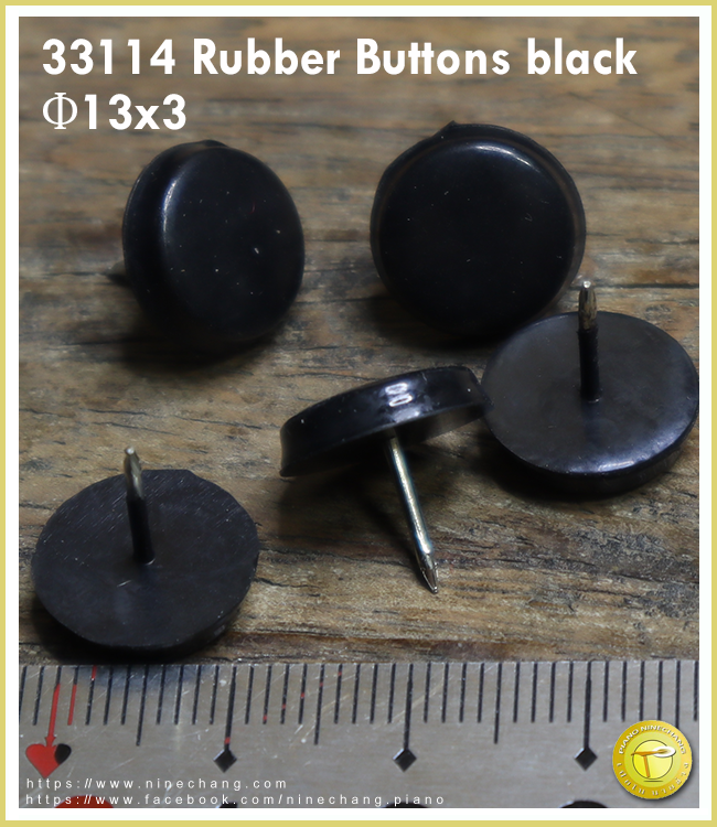 33114 Rubber Buttons black Φ13x3