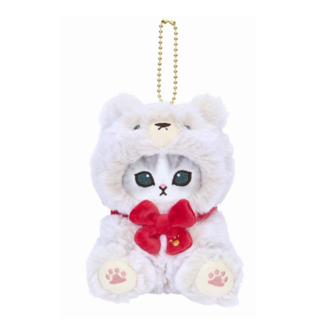 [PRE-ORDER] พวงกุญแจ ตุ๊กตา แมวโมฟุ หมีขาว Mofusand Teddy Bear Cat Mascot (Ivory) mofusand 展 テディベアにゃん マスコット(アイボリー)