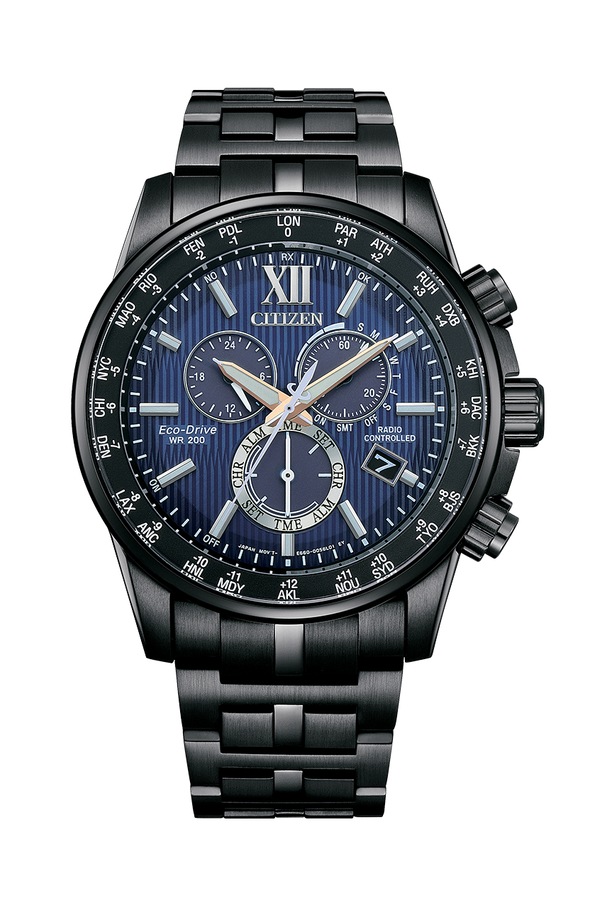 Citizen CB5885-85L นาฬิกาผู้ชาย Eco-Drive Perpetual World Time Chronograph GMT Men's Watch