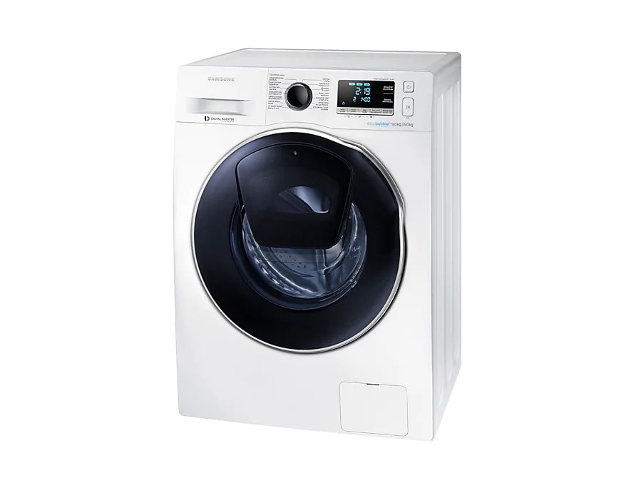 เครื่องซักผ้า อบผ้า SAMSUNG ซัก 9 กก. / อบ 6 กก. สีขาว พร้อมด้วย Eco Bubble รุ่น WD90K6410OW/ST