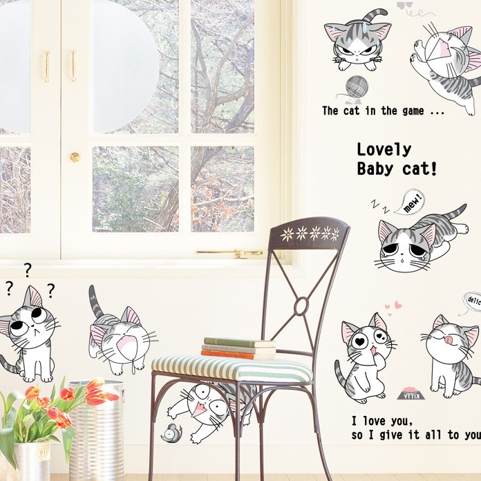 สติ๊กเกอร์ตกแต่งผนัง ขนาด 50x70 ซม. เนื้อ PVC มีกาวในตัว ไม่ทำลายผนัง เซต 1/4