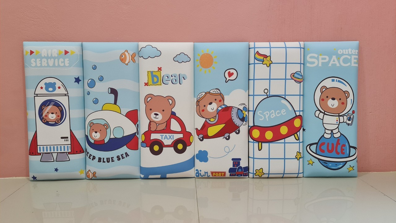 (เซตละ 6 แผ่น)บุผนังกันกระแทก ลายการ์ตูนน่ารักๆ ขนาดแผ่นละ 20x50 ซม.หนา 3.3 ซม. ชุดที่ 3/3