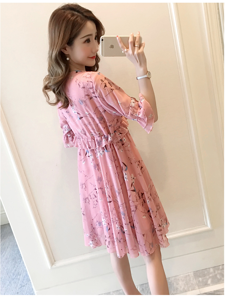 ชุดคลุมท้องแขนระบาย ผ้าชีฟองมีซับใน มีเชือกผูกด้านหน้า น่ารักมากค่ะ M L XL XXL