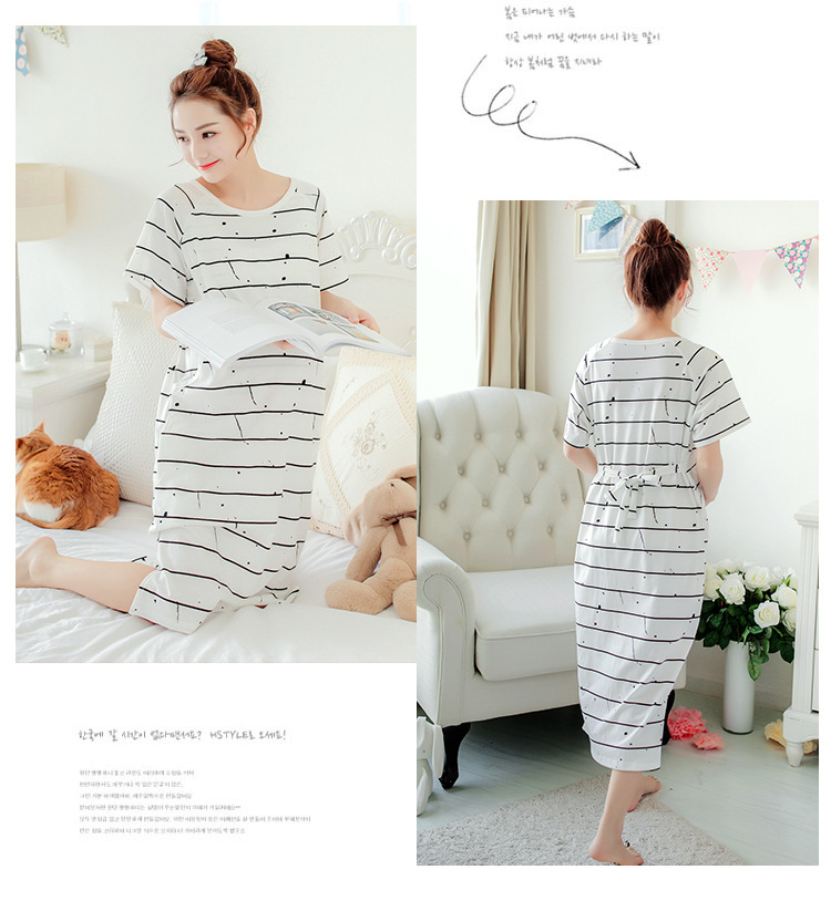 ชุดคลุมท้องเปิดให้นมแนวตั้ง ลายน่ารัก มีกระเป๋าข้าง มีเชือกผูกปรับขนาดครรภ์ L,XL,XXL