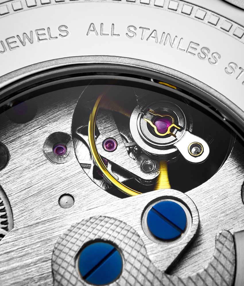 Stuhrling Original 693.01 นาฬิกาผู้ชาย Stuhrling Original รุ่น 693.01, Legacy Skeleton Mother of Pearl Genuine Leather Strap Men's Watch