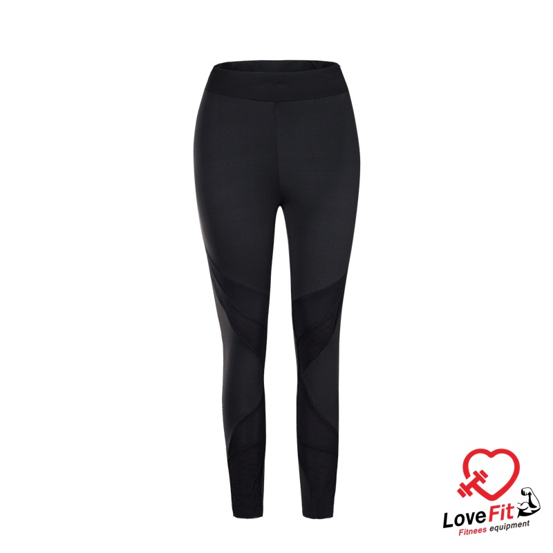 กางเกงออกกำลังกายผู้หญิง กางเกงวิ่งผู้หญิง ขายาวซีทรู ลายขวาง กระชับใส่สบาย