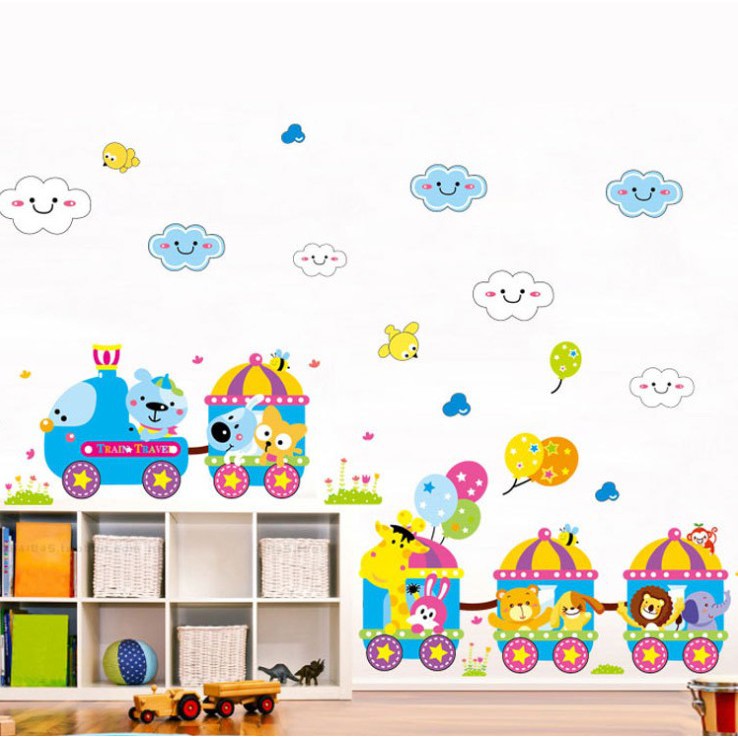 สติ๊กเกอร์ตกแต่งผนัง ขนาด 50x70 ซม. เนื้อ PVC มีกาวในตัว ไม่ทำลายผนัง เซต 2/4