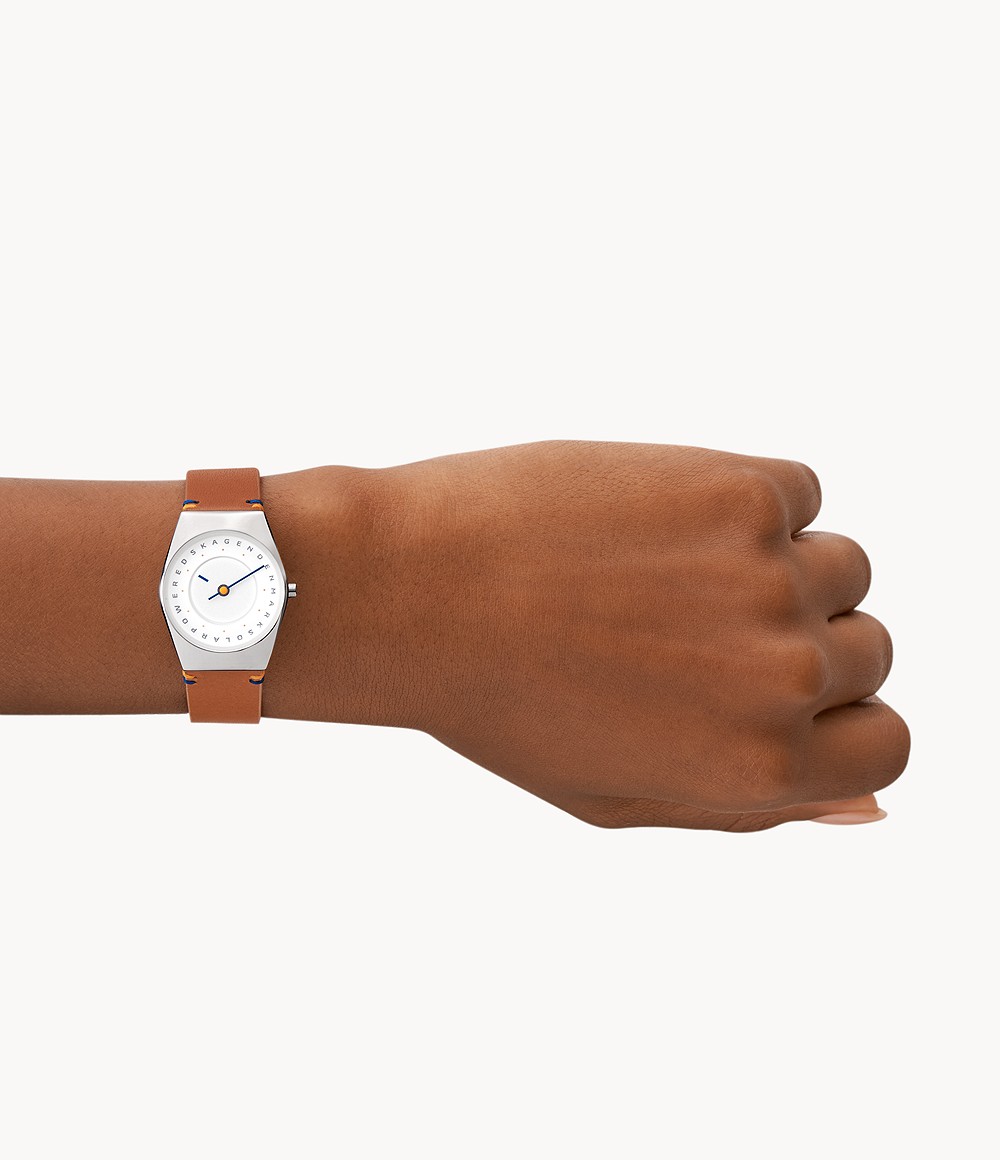Skagen SKW3086 นาฬิกาผู้หญิง Skagen รุ่น SKW2837, Grenen Lille Solar Halo Light Brown Leather Women's Watch